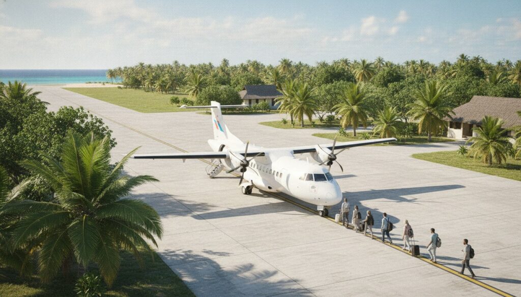 Embarquement dans un ATR pour Sainte-Marie