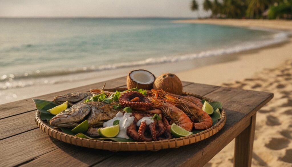 fruits de mer grillés à l’île Sainte-Marie Madagascar