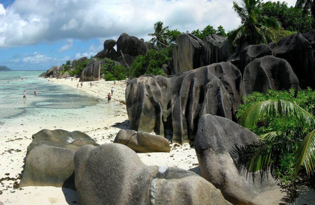 rochers de granit de l’anse Source d’Argent à La Digue, aux Seychelles