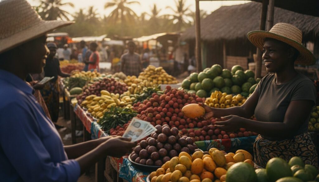 marché local à Madagascar, paiement en ariary